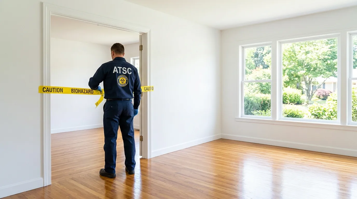 Certified biohazard cleanup crew performing Trauma Scene Cleanup in Keller